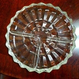 VINTAGE INDIANA GLASS 3 PART DIVIDED DISH